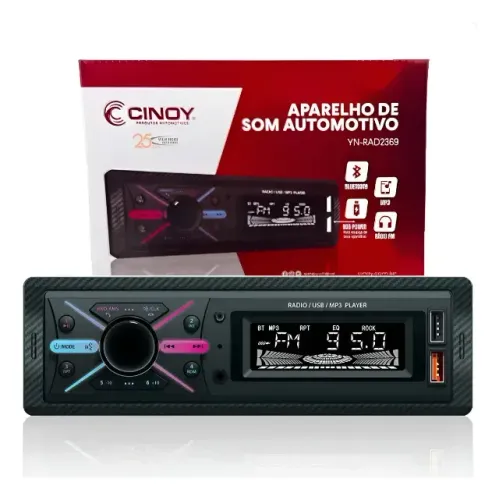 Rádio Carro Cinoy Yn-rad2369 Bluetooth Mp3 Entrada Aux