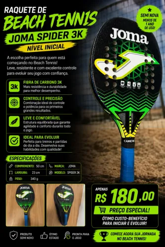 Raquete Beach Tennis Joma Semi Nova - R$180