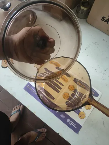 Frigideira e panela âmbar vision corning