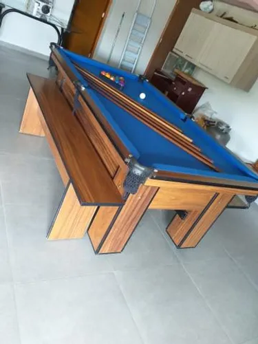 Mesa de Sinuca Maciça Tecido Azul Modelo MAG4456