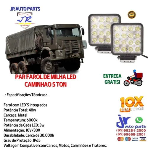 Par Farol de Milha led  Caminhão 5 ton 