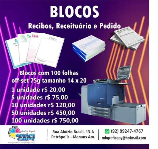 Blocos, Comandas e Receituários