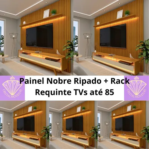 Painel Nobre Ripado + Rack TVs até 85