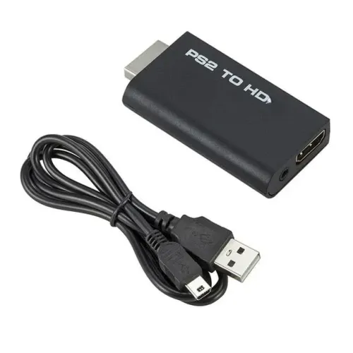 Conversor PS2 para HDMI, áudio e vídeo com porta de áudio