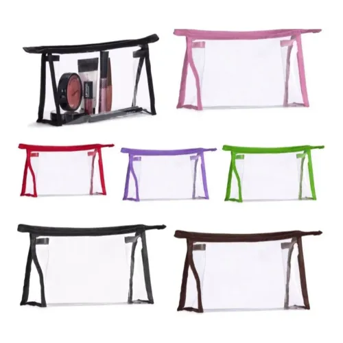 Necessaire Transparente Plástica Unissex Bolsa Organizadora Pvc Maquiagem Acessórios