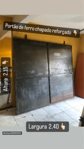 Portão de ferro chapado reforçado de correr