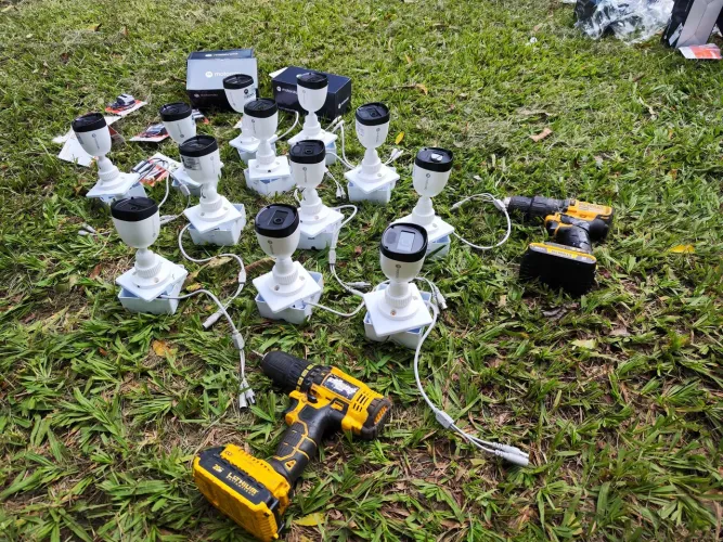 Kit de câmera super em conta com instalação padrão