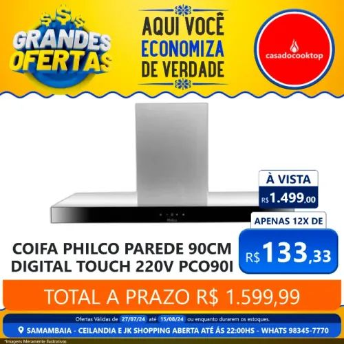 Coifa philco parede 90cm digital touch 220v pco90i