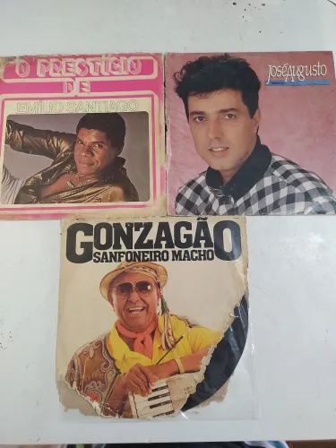 3 Discos Vinil Nacional - Emílio Santiago, José Augusto, Gonzagão Luis Gonzaga - Usados