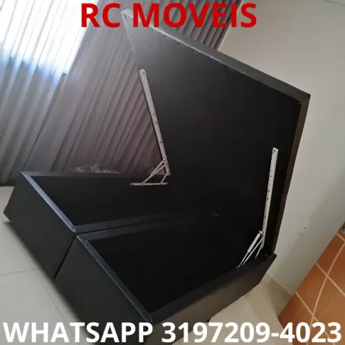 Cama Box Baú Casal Bipartido 1.38x1.88 - Pistão a Gás e Alta Durabilidade