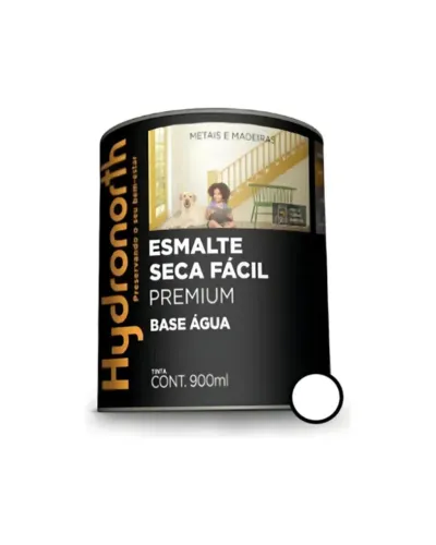 Tinta Esmalte Brilhante Base Água Seca Fácil 900ml Branco Neve Hydronorth