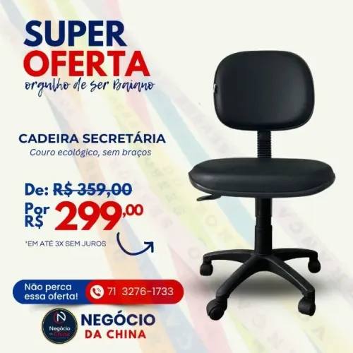 Cadeira Secretária giratória em couro ecológico