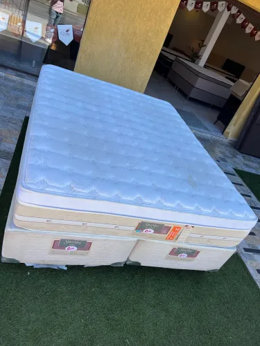 Cama Queen Size - Base Box + Colchão CASTOR USADO - ENTREGAMOS 