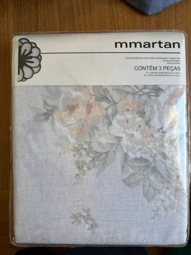 Jogo de Capa de Edredom MMartan Queen - Floral Suave - 3 peças - Novo 