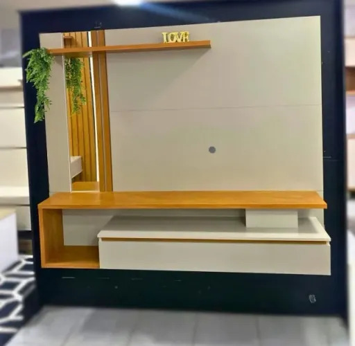 Painel TREVISO 100% MDF Espaço livre para tv até 55" Basculante para organizar objetos div