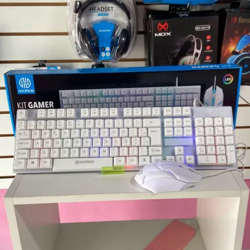 Kit Gamer Teclado e Mouse Hoopson LED rgb toque semi mecânico 