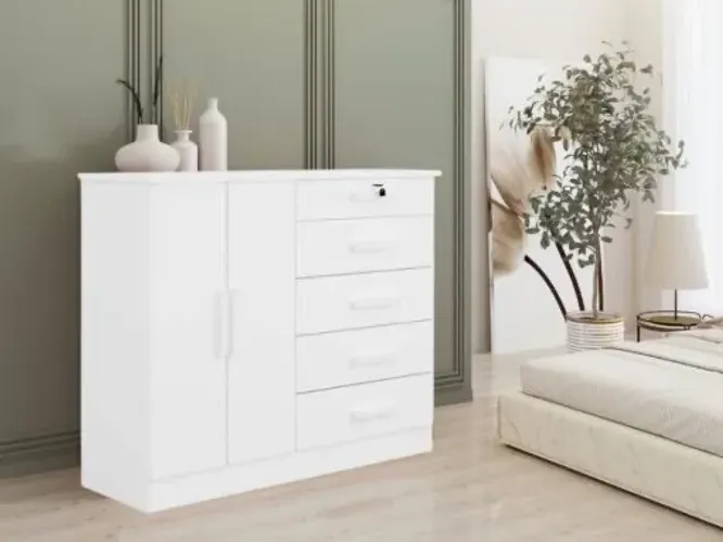 Cômoda Sapateira New Athos 5 gavetas 2 portas - Branco l32