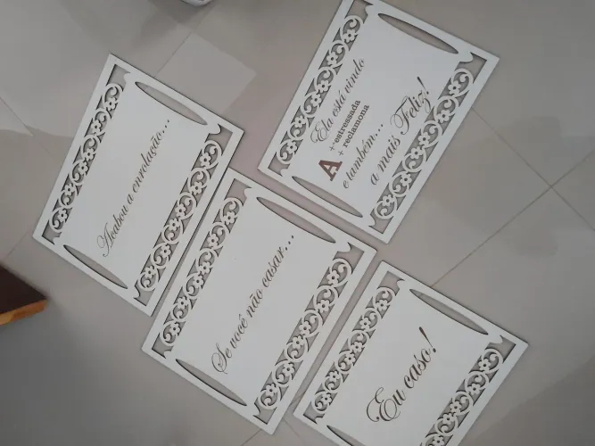 Placas Decorativas para Casamento - Kit com 4 Peças