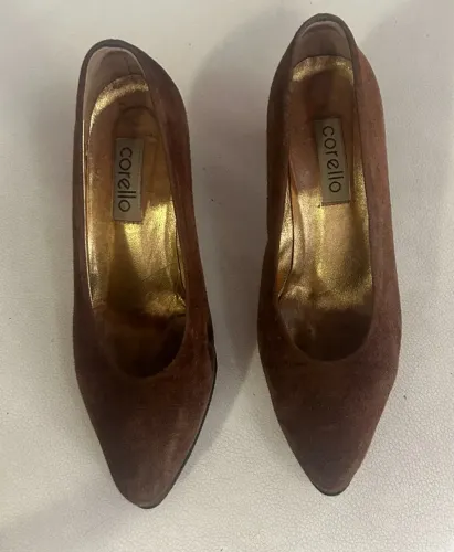 SAPATO CORELLO CAMURÇA MARROM 35 SALTO BLOCO 6,5CM