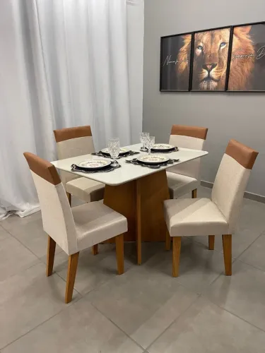 Mesa de Jantar Viena 120x90cm com 4 Cadeiras- Produto Novo