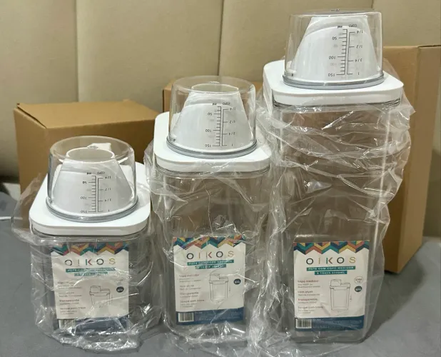 Kit 3 Potes com Copo Medidor OIKOS - Novos