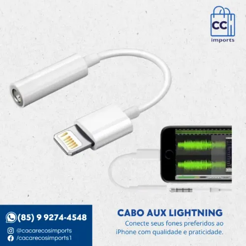 Cabo Auxiliar Lightning P2 3.5mm