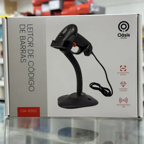 Leitor de Código de Barras com Suporte Flexível e Conexão USB - Alta Precisão