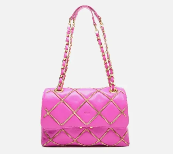 Bolsa Arezzo Rosa com Detalhes em Corrente Dourada