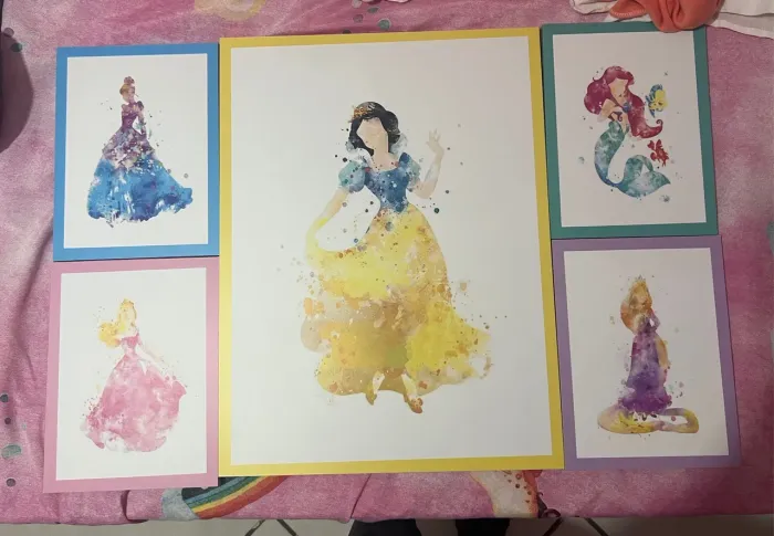 Quadros Decorativos Princesas Disney - Aquarela