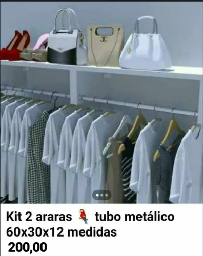 Kit 2 Araras com Tubo Metálico
