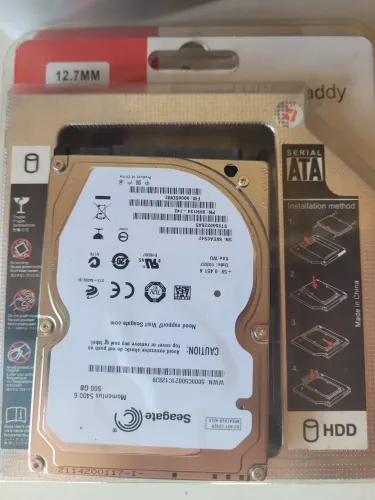 HD notebook 2.5" 500GB + adaptador caddy dvd grosso backup