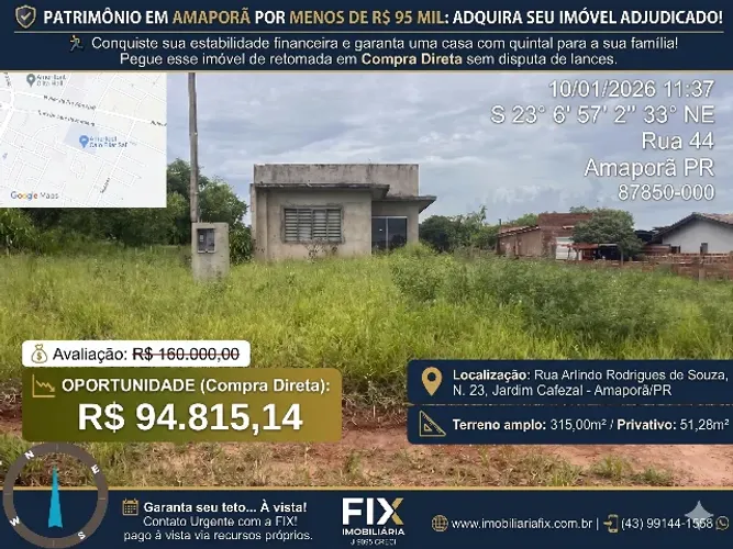 AMAPORA - JARDIM CAFEZAL CASA ADJUDICADA EM COMPRA DIRETA COM 40,74% DE DESCONTO