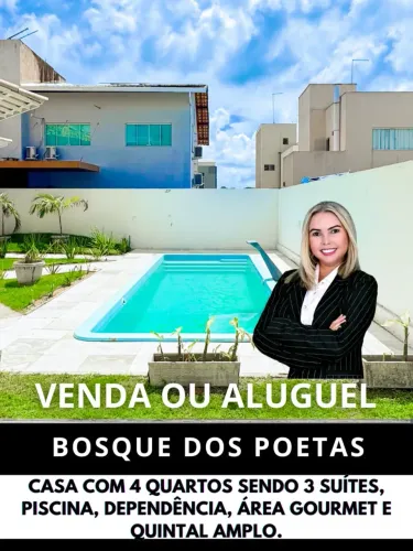 OPORTUNIDADE. Casa no Bosque dos Poetas com piscina, 4 quartos e dependência completa. Con