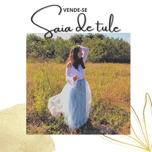 Saia Longa de Tule Grosso com pedrinhas