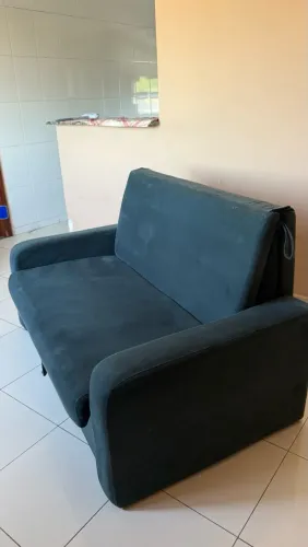 Sofá-Cama 1,20m com Baú - Azul