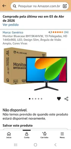 Monitor Bluecase 19" HD Slim BM19K4HVW - Pouco Usado