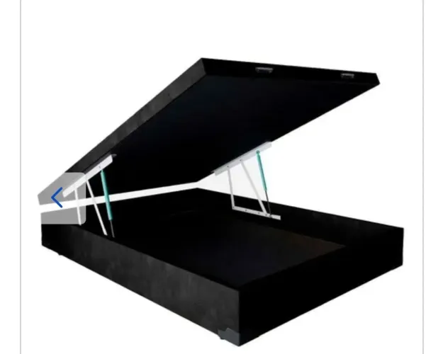 Base Box Baú Casal Blindado Suede Preto 138x188x41cm Preto