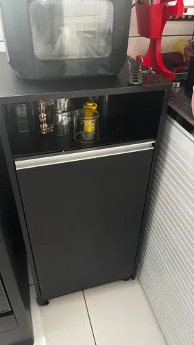 Balcão Multiuso Preto com Porta
