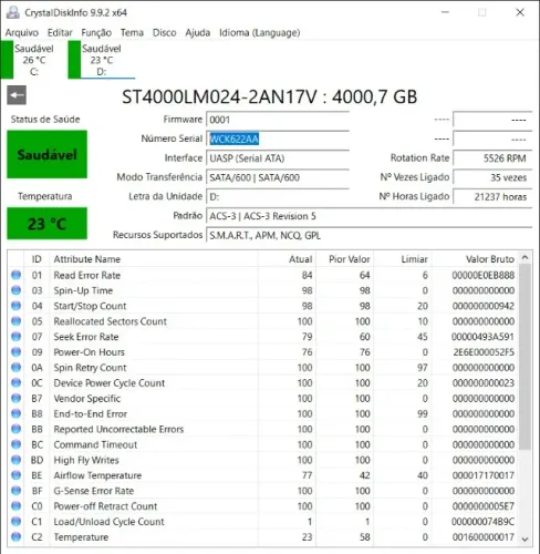 HD Externo Portátil de Bolso Seagate 4TB USB 3.0 - Saudável