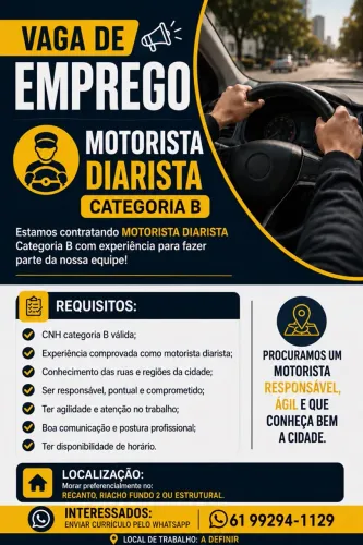 Vaga de motorista diarista**