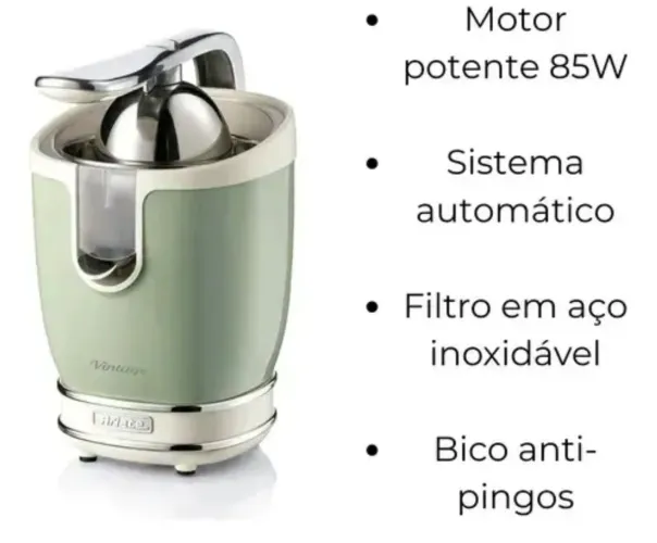 Espremedor De Frutas Ariete Vintage Verde 220v