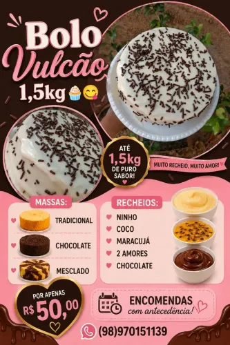Bolo vulcão 1,5 kg