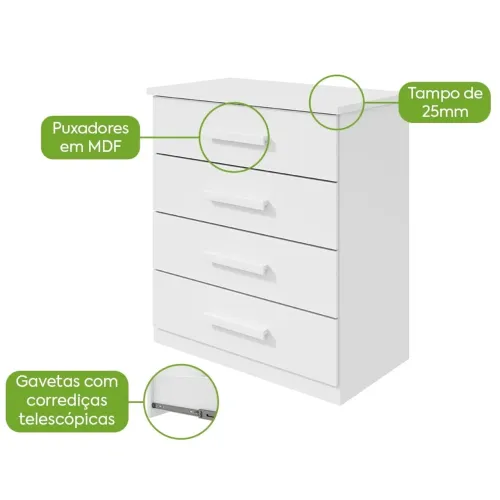 Cômoda 4 gavetas. LOPAS MDF - ENTREGA HOJE !!!