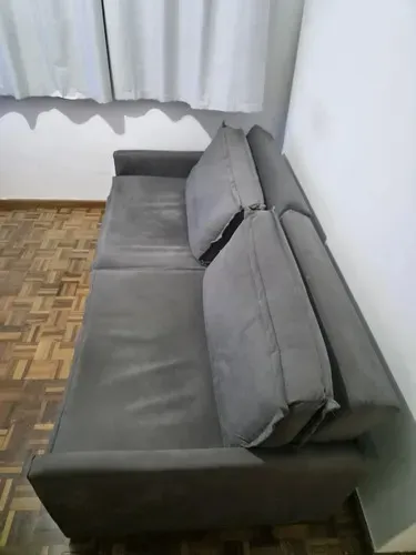 sofá cama Modelo Tunisia Suede - cor grafite 4 lugares