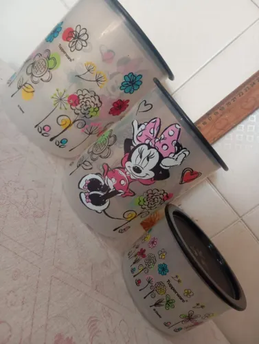 Kit Tupperware Disney Minnie Primavera - 3 Potes (Semi Novo)
