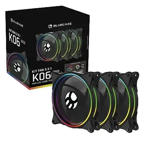 KIT FAN 3X1 L06 FAN LED ARGB 120MM PRETO FRETE GRÁTIS EM MACEIÓ