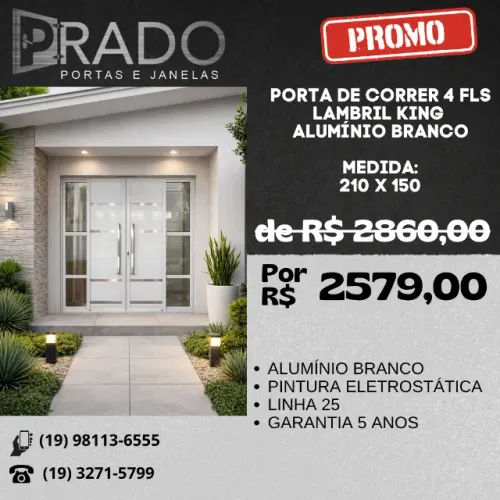 Portas de correr de alumínio branco lambril