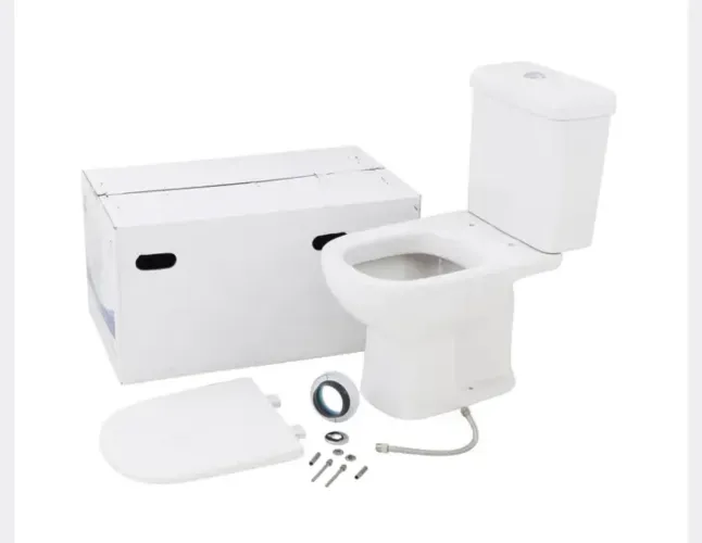 Kit Vaso Sanitário com Caixa Acoplada e Assento Branco Quadrado 3 e 6 litros Lille Sensea
