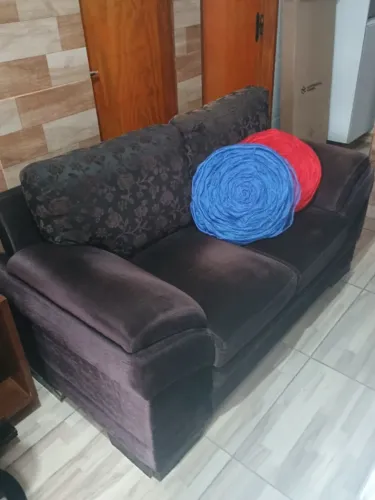 Sofá Primeira Linha - 2 Lugares Suede Marrom - Super Confortável (1,70m x 0,83)