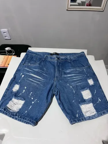 Bermuda Jeans Ativo Rasgada Azul